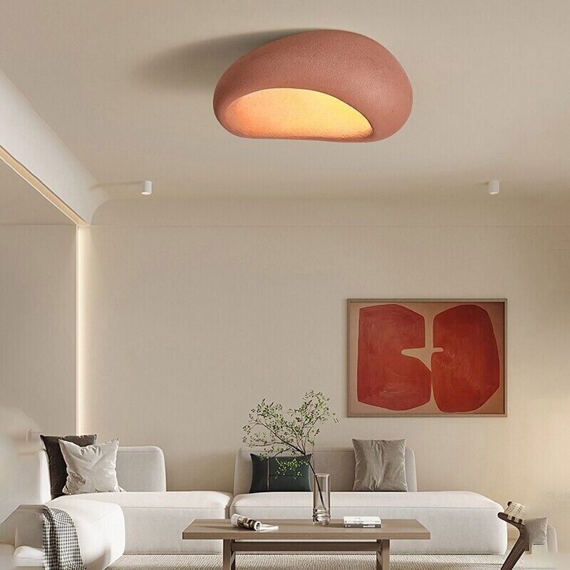 Modern Minimalist Ceiling Light Stone Texture LED Flush Mount Fixture — Image 7