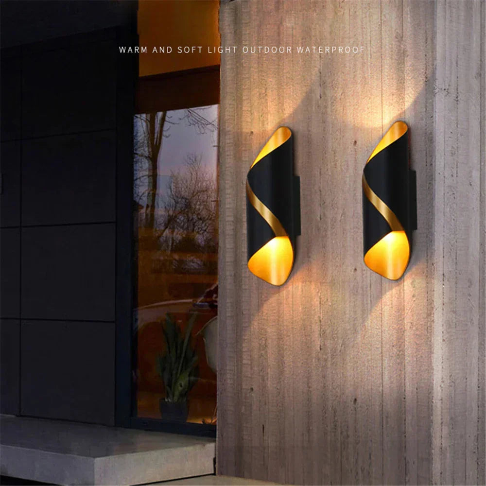 Contemporary Black and Gold Outdoor Wall Light - Waterproof, Elegant Design — Image 2