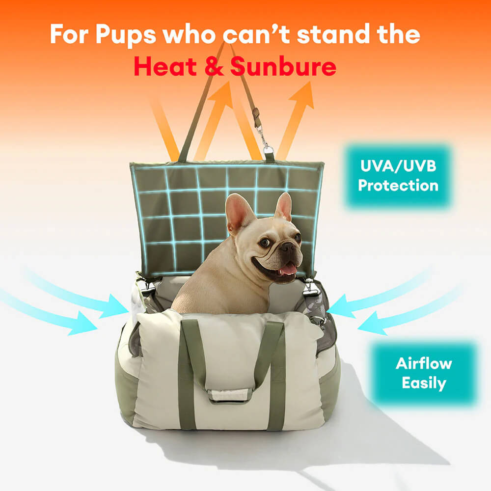 Funny Fuzzy Pet Car Seat Carrier Waterproof Nylon Mesh Beige Medium Dogs — Image 3
