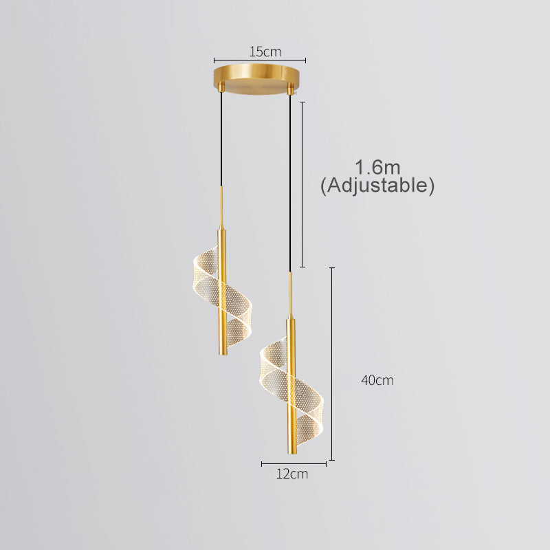 Modern Spiral LED Pendant Light Gold Metal Adjustable Dimmable 40cm — Image 16