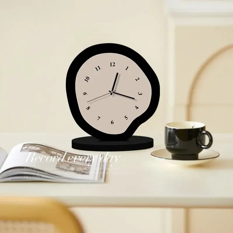 Artistic Modern Table Clock Unique Abstract Design Silent Non-Ticking Quartz Movement — Image 5