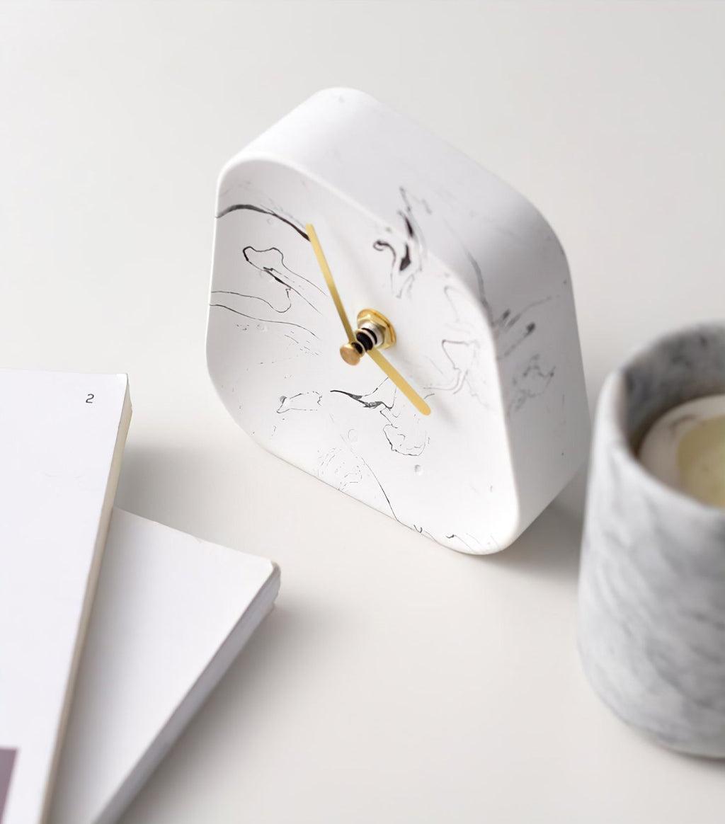 Modern Minimalist Concrete Desk Clock Silent Non-Ticking Tabletop Timepiece — Image 5