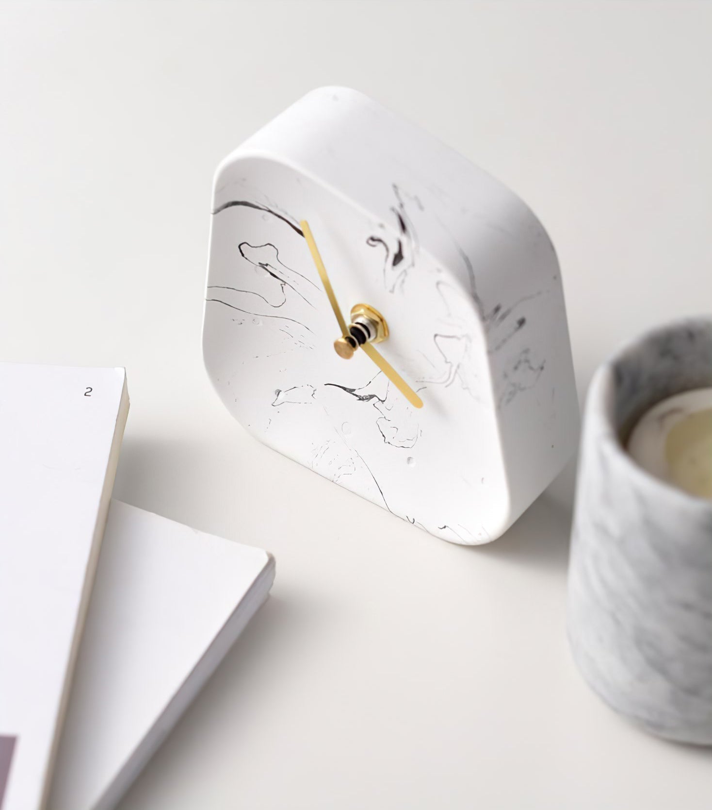 Modern Minimalist Concrete Desk Clock Silent Non-Ticking Tabletop Timepiece — Image 5