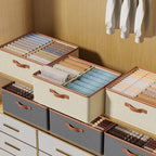 Foldable Fabric Storage Box with Lid Beige 50x40x20 cm Closet Organizer — Image 6