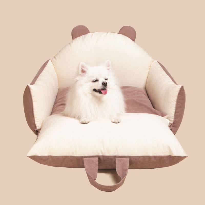 Funny Fuzzy Pet Car Seat Bed Convertible Travel Carrier with Safety Strap and Zipper Design — Image 17