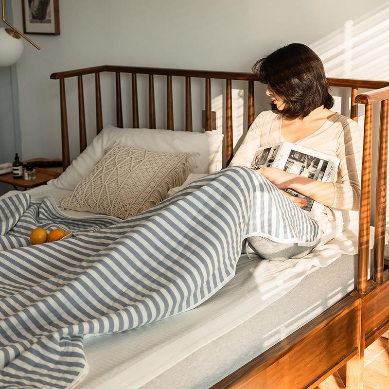 CozyHome Cotton Striped Reversible Blanket Yellow White Soft Lightweight — Image 10