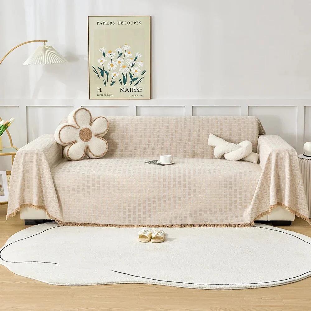 Woven Cotton Sofa Throw Blanket Geometric Pattern Couch Cover Living Room — Image 10