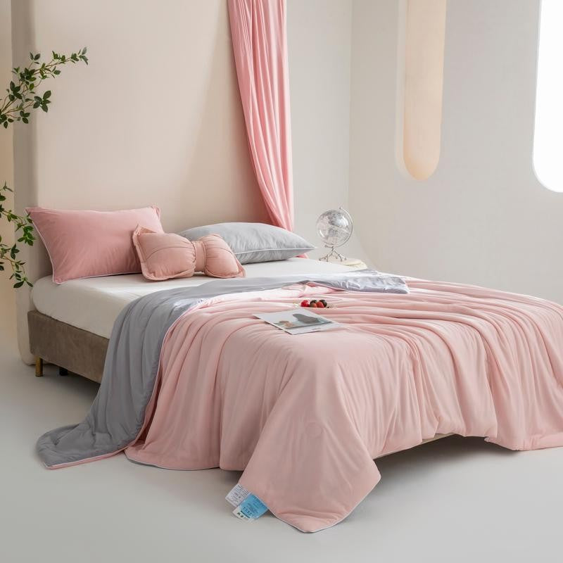Reversible Microfiber Comforter All-Season Hypoallergenic Lightweight Bedding Set Pink and Gray — Image 2