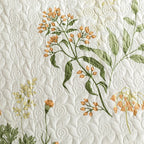 Floral Quilted Bedspread Set Cotton Green Botanical Pattern King Size — Image 7