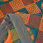 Geometric Quilted Bedspread Set Cotton Orange Green Pattern King Size Reversible — Image 3