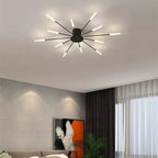 Modern Sputnik LED Ceiling Light Fixture Metal Starburst Chandelier Black Gold — Image 9
