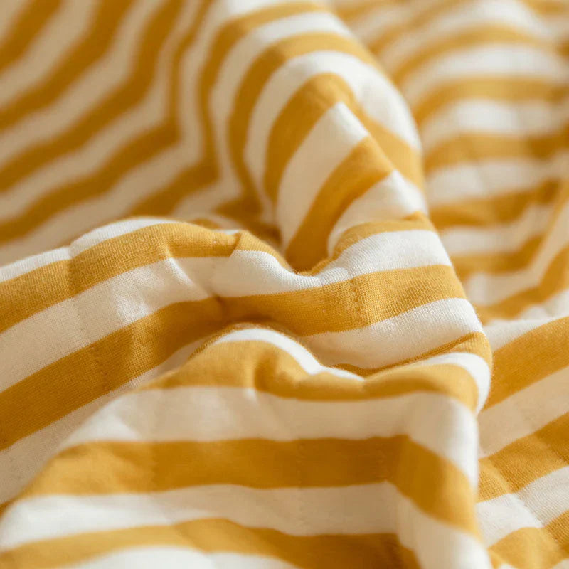 CozyHome Cotton Striped Reversible Blanket Yellow White Soft Lightweight — Image 8