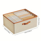 Foldable Fabric Storage Box with Lid Beige 50x40x20 cm Closet Organizer — Image 9