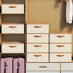 Foldable Fabric Storage Box with Lid Beige 50x40x20 cm Closet Organizer — Image 2