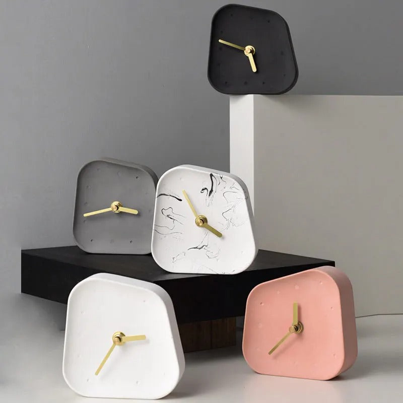 Modern Minimalist Concrete Desk Clock Silent Non-Ticking Tabletop Timepiece — Image 11