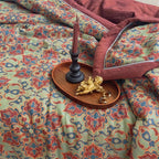 Luxury Cotton Floral Bedspread Reversible Quilt Red Green All-Season Bedding — Image 2