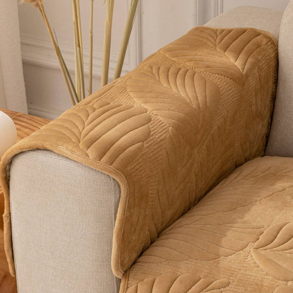 Pet-Friendly Quilted Sofa Cover Beige Polyester Non-Slip Protector — Image 6