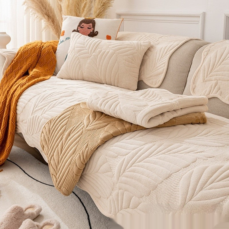 Pet-Friendly Quilted Sofa Cover Beige Polyester Non-Slip Protector — Image 16