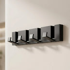 Modern Wall-Mounted Foldable Coat Rack Aluminum Black 6 Hooks Space-Saving Bathroom Kitchen Entryway — Image 8