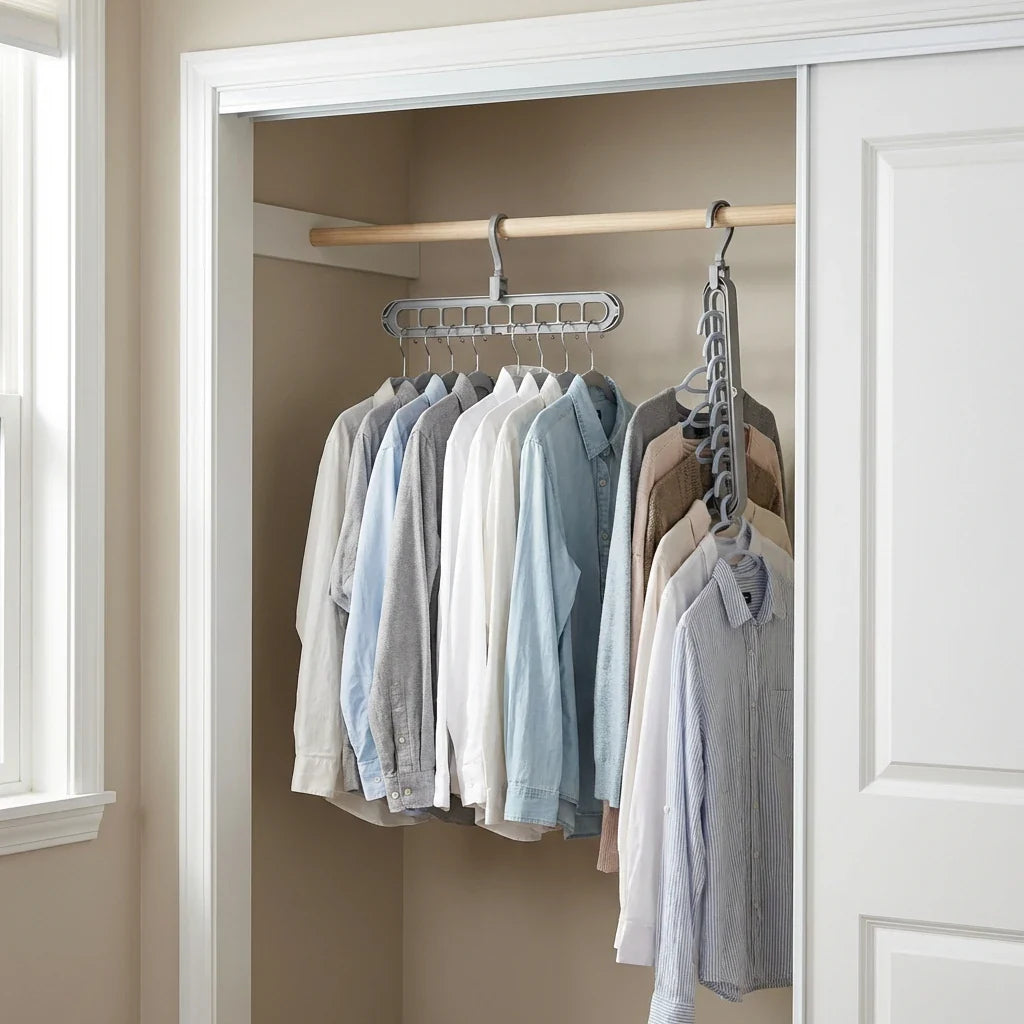 Space-Saving Multi-Layer Clothes Hanger Plastic Closet Organizer Gray for Shirts Coats Sweaters — Image 6