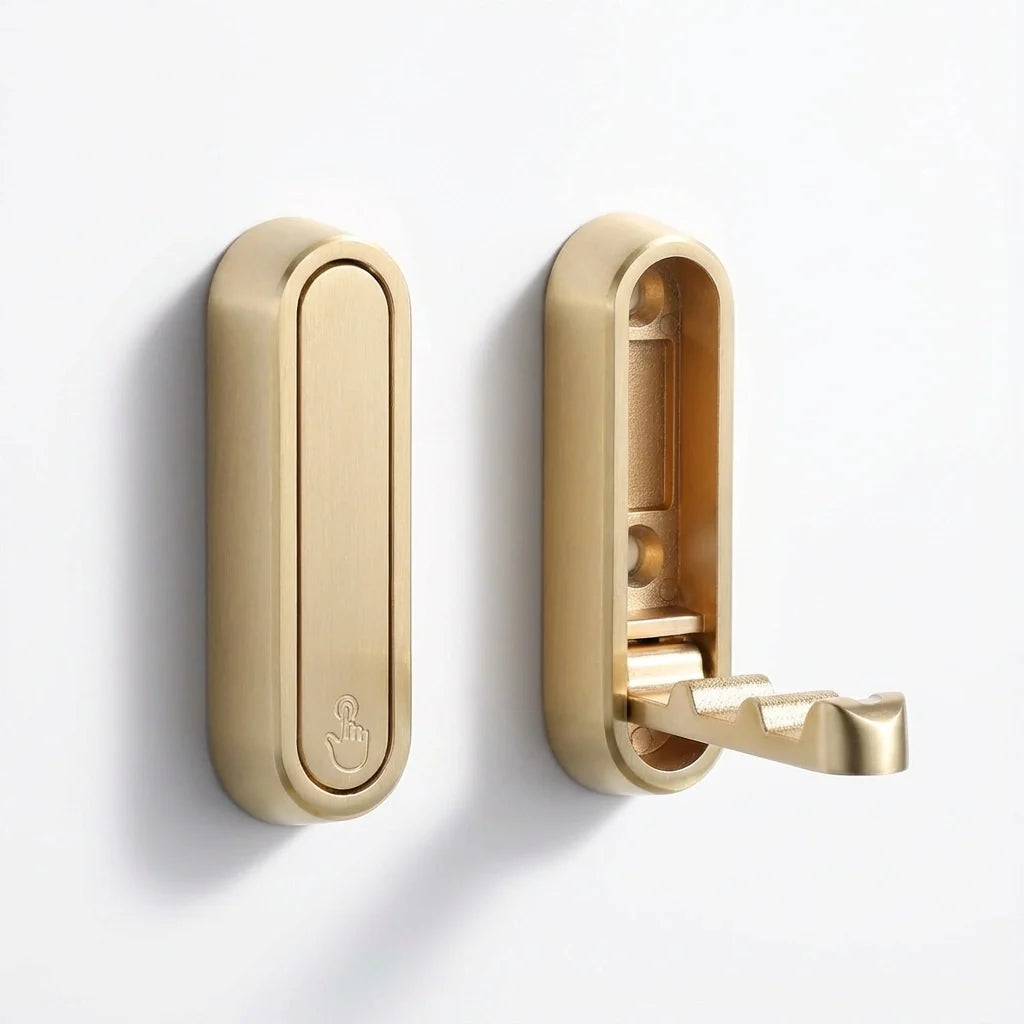 Premium Zinc Alloy Wall Hooks Foldable Magnetic Closure Heavy Duty Gold — Main Image