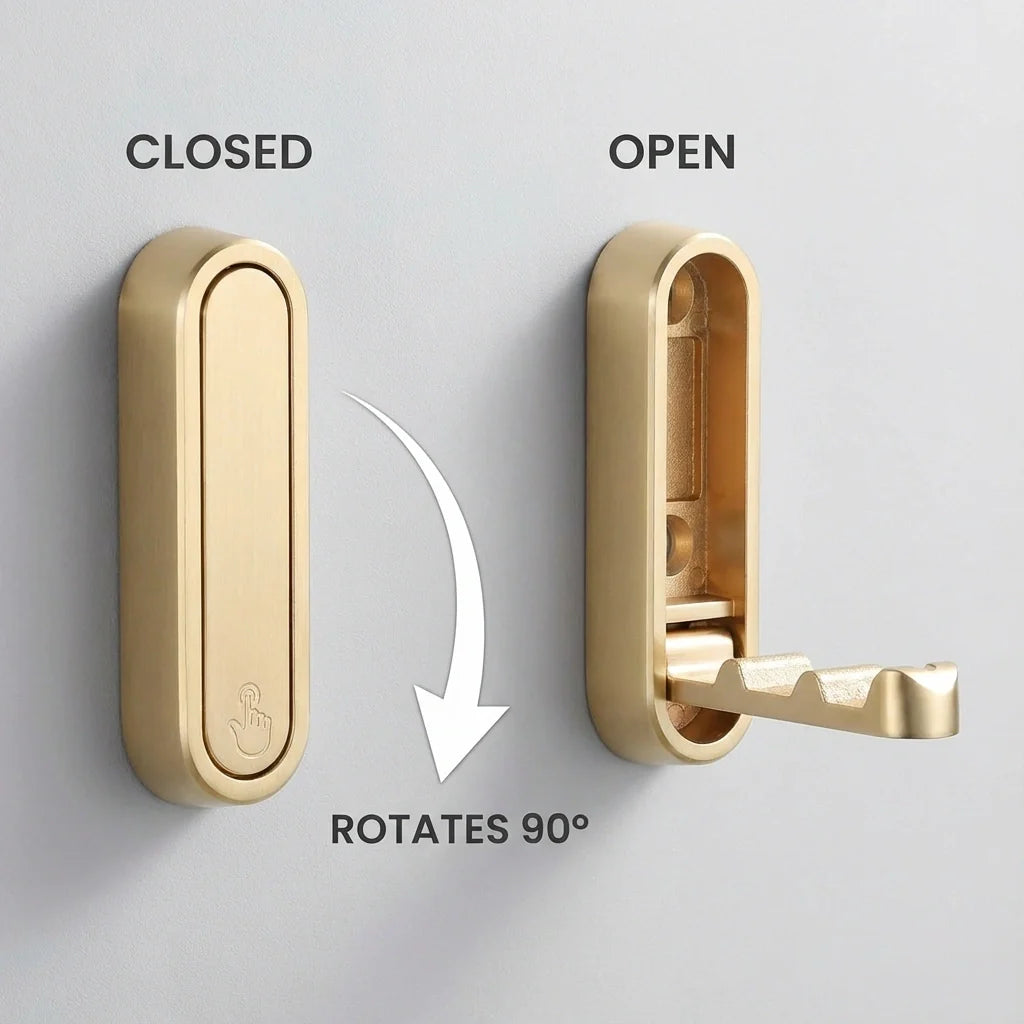 Premium Zinc Alloy Wall Hooks Foldable Magnetic Closure Heavy Duty Gold — Image 5