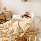 CozyHome Cotton Striped Reversible Blanket Yellow White Soft Lightweight — Image 3
