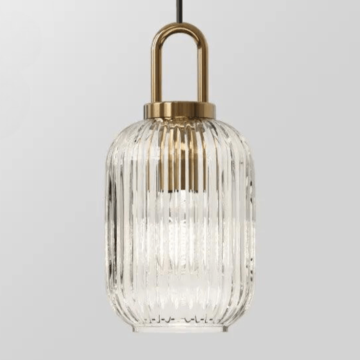 Modern Glass Pendant Light Fixture with Brass Finish for Dining Room or Kitchen — Image 6