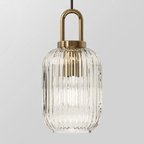 Modern Glass Pendant Light Fixture with Brass Finish for Dining Room or Kitchen — Image 6