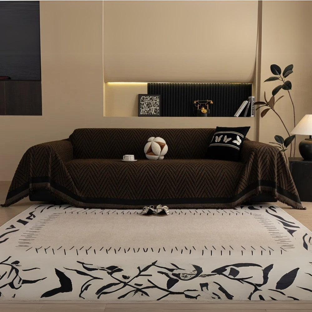 Luxury Herringbone Sofa Cover Cotton Blend Slipcover Living Room Protector — Image 6