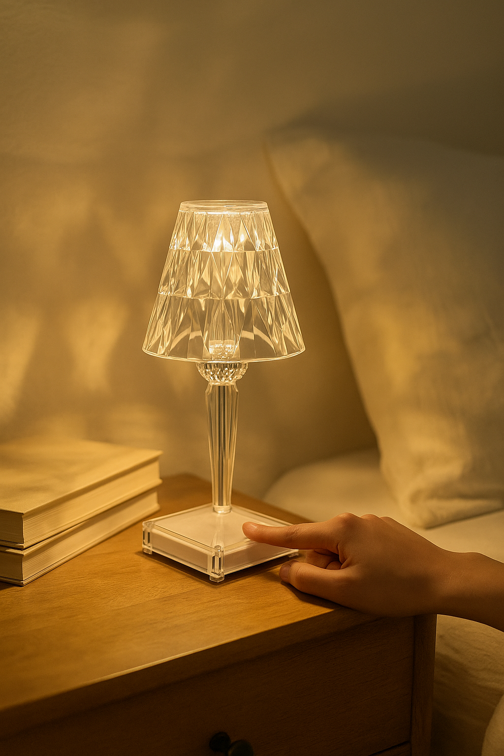 Elegant Crystal LED Table Lamp with Touch Control, USB Charging, 10.2 Inch — Lifestyle