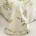 Floral Quilted Bedspread Set Cotton Green Botanical Pattern King Size — Image 6