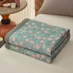 Reversible Floral Cotton Quilt Blanket King Size Blue Pink Green Pattern — Image 4