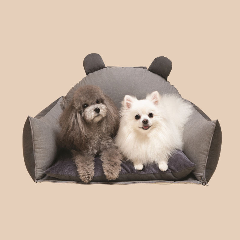Funny Fuzzy Pet Car Seat Bed Convertible Travel Carrier with Safety Strap and Zipper Design — Image 18