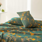 Elegant Floral Quilt Set Cotton Green Yellow Reversible King Size Bedding — Image 8