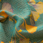 Elegant Floral Quilt Set Cotton Green Yellow Reversible King Size Bedding — Image 7