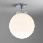 Modern Globe Ceiling Light Fixture White Glass Chrome Finish 25cm Diameter — Main Image