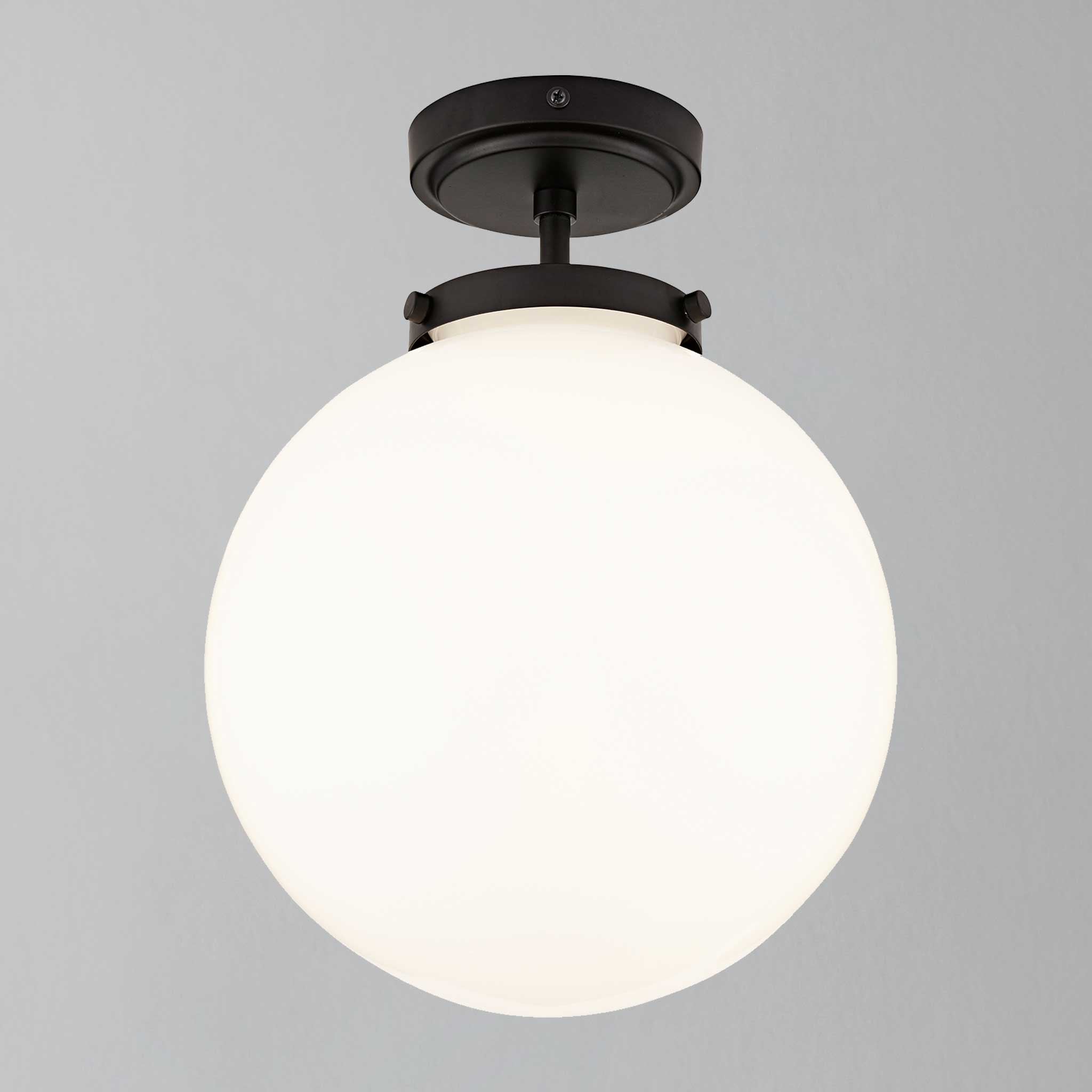 Modern Globe Ceiling Light Fixture White Glass Chrome Finish 25cm Diameter — Image 5