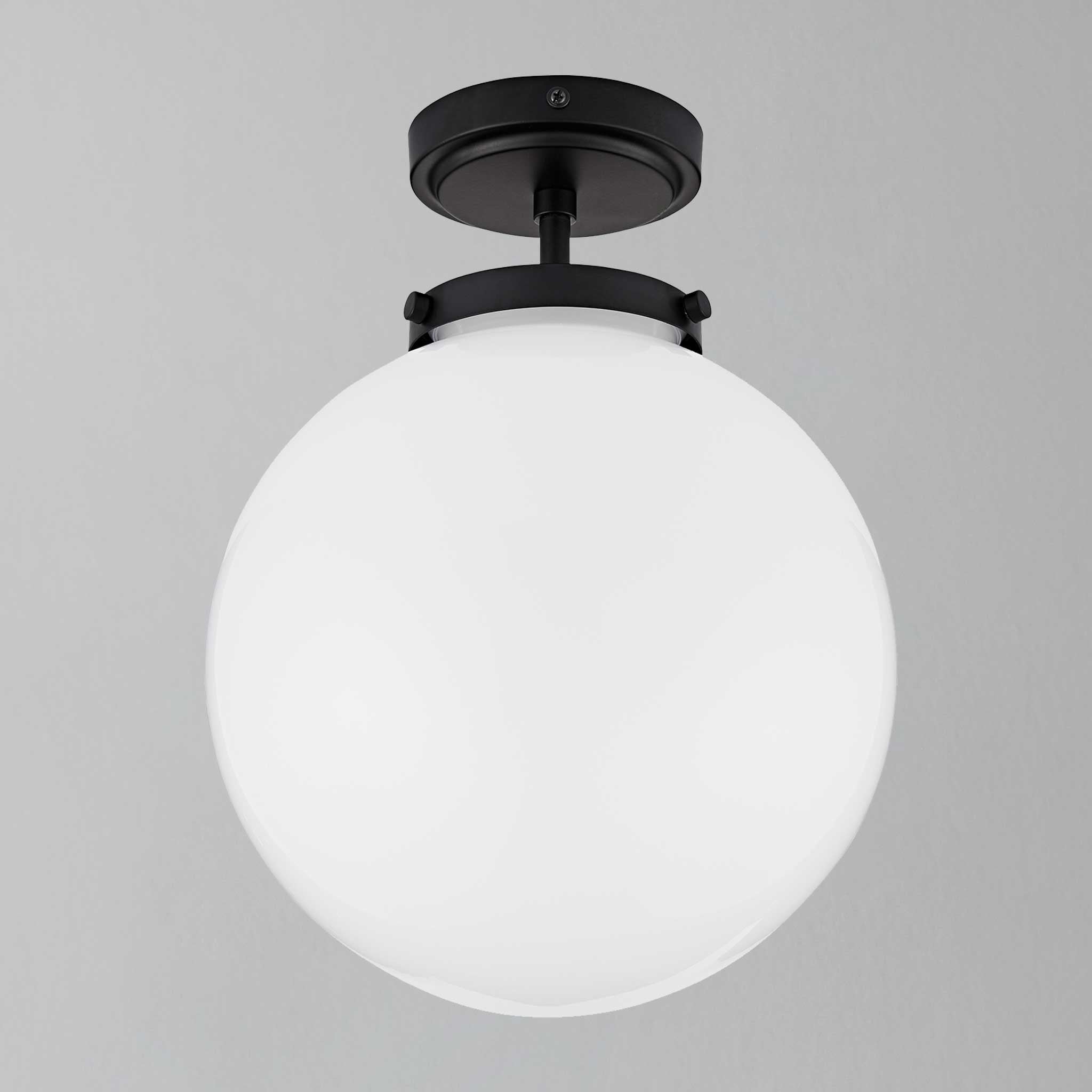 Modern Globe Ceiling Light Fixture White Glass Chrome Finish 25cm Diameter — Image 6