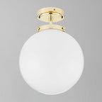 Modern Globe Ceiling Light Fixture White Glass Chrome Finish 25cm Diameter — Image 4