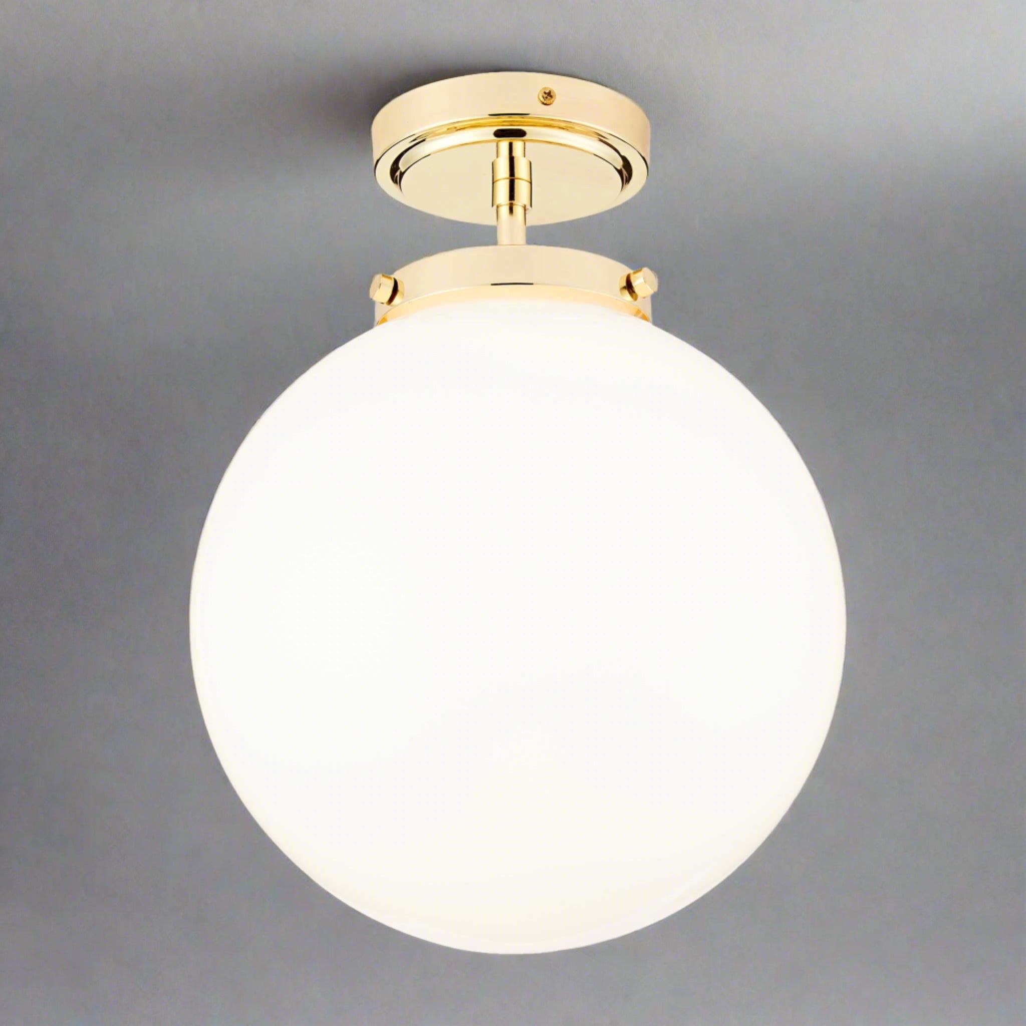 Modern Globe Ceiling Light Fixture White Glass Chrome Finish 25cm Diameter — Image 3