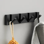 Modern Wall-Mounted Foldable Hook Rack Black Aluminum Gold Accents 5 Hooks — Image 14