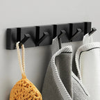 Modern Wall-Mounted Foldable Hook Rack Black Aluminum Gold Accents 5 Hooks — Image 15