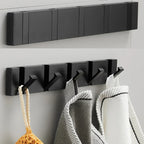 Modern Wall-Mounted Foldable Hook Rack Black Aluminum Gold Accents 5 Hooks — Image 5