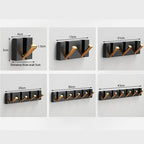 Modern Wall-Mounted Foldable Hook Rack Black Aluminum Gold Accents 5 Hooks — Image 6