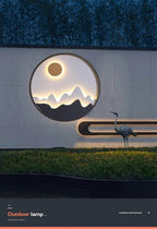 Modern Outdoor LED Wall Light Circular Mountain Sun Design Waterproof Metal — Image 5