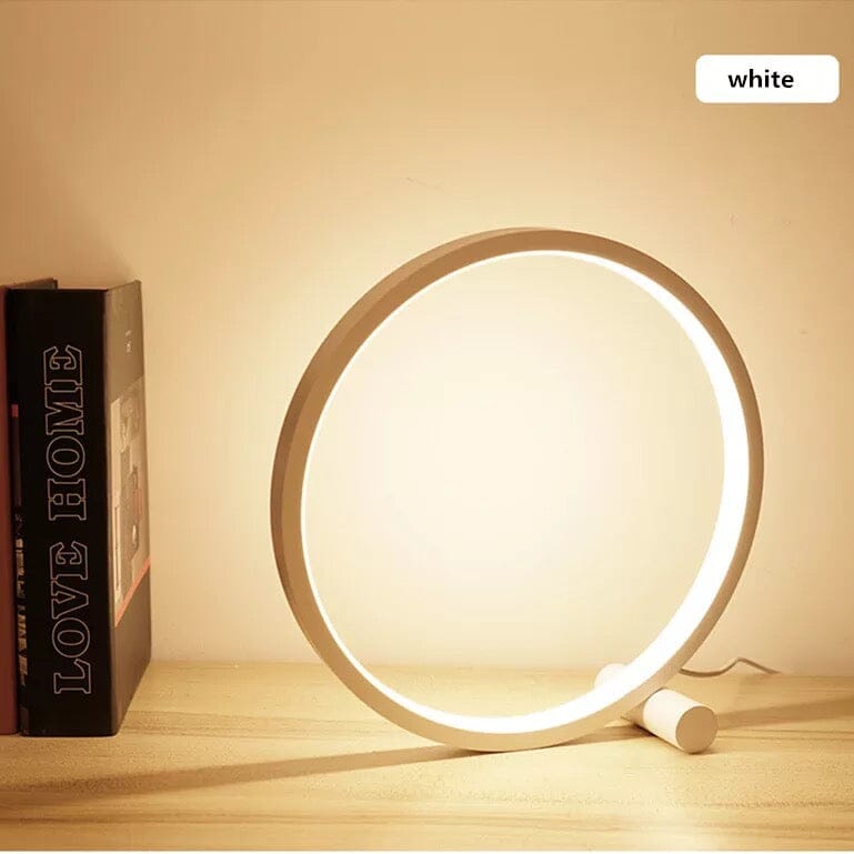 Modern LED Ring Table Lamp with Touch Control, Adjustable Brightness, Black/White, Minimalist Design — Image 14