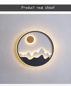 Modern Outdoor LED Wall Light Circular Mountain Sun Design Waterproof Metal — Image 6