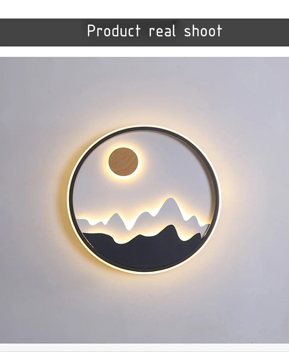 Modern Outdoor LED Wall Light Circular Mountain Sun Design Waterproof Metal — Image 6