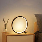 Modern LED Ring Table Lamp with Touch Control, Adjustable Brightness, Black/White, Minimalist Design — Image 2
